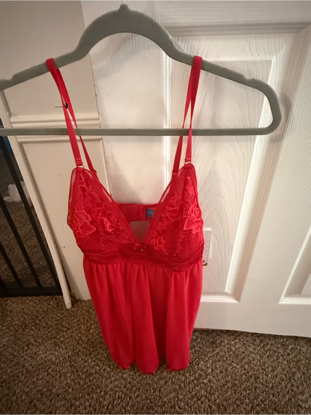 Lace-Trim Red Babydoll Chemise - Women Intimates